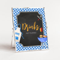 Bleu En vichy Baby shower barbecue Boissons