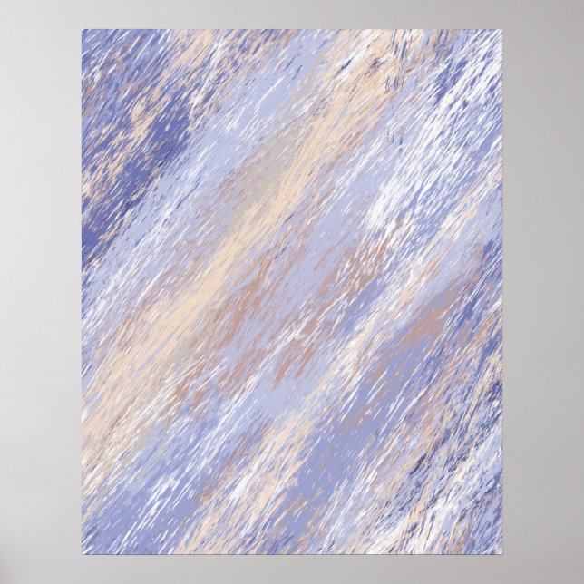 Poster Bleu et beige Abstrait et embrouillé (Devant)