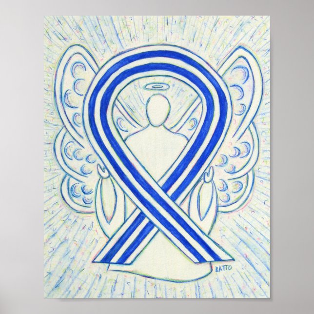 Poster Bleu et blanc Sensibilisation à la SLA Ruban Ange  (Devant)