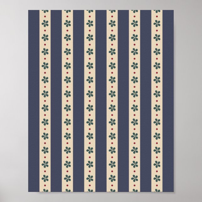 Poster Bleu Et Fleurs (Devant)