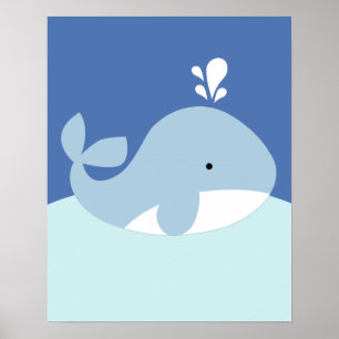 Poster Bleu et gris Océan Vie Grosse-baleine Imprimer