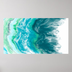Poster Bleu et Turquoise Ocean Waves Digital Ar