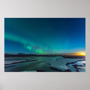 Poster Bleu Et Vert Aurora Borealis, Islande