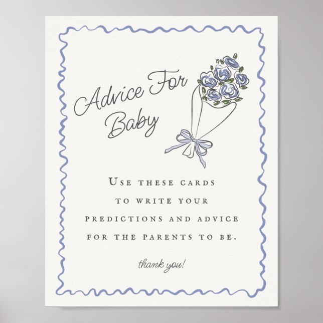 Poster Bleu Flower Market Fresh Floral Conseils pour bébé (Devant)