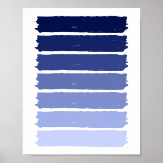 Poster Bleu foncé à clair Rayures de peinture