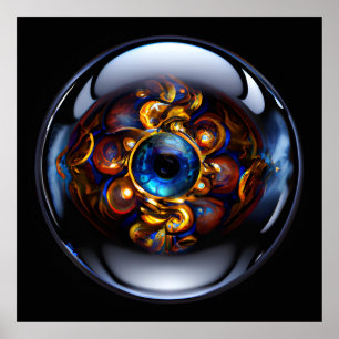 Poster Bleu foncé des yeux mal