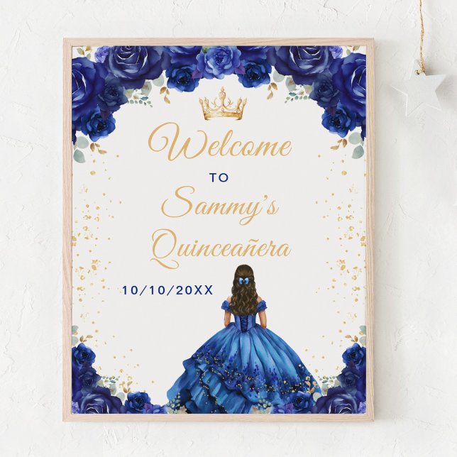 Poster Bleu foncé Princesse Quinceañera Bienvenue (Créateur téléchargé)