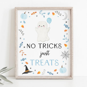 Poster Bleu Ghost Halloween Pas de Trucs Juste Traite Sig