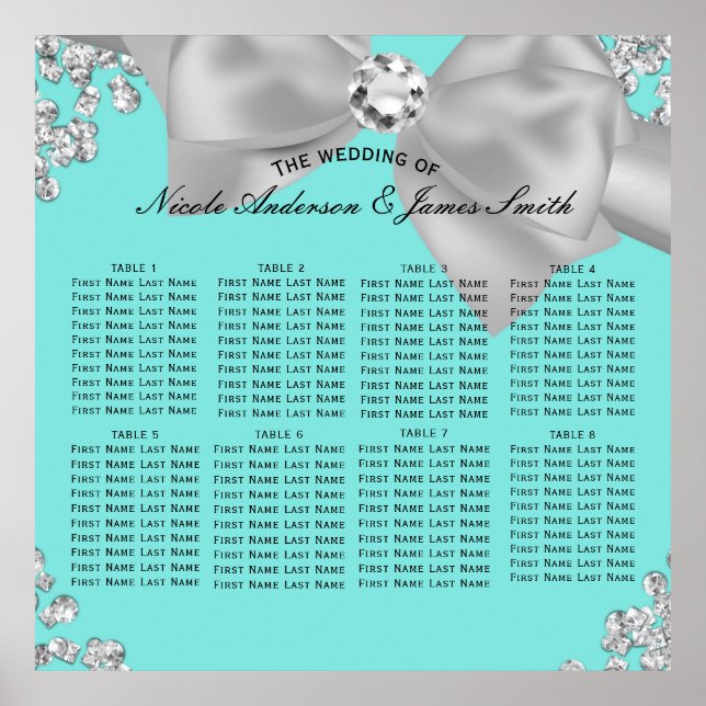 Poster Bleu Grand Blanc Bow Diamonds Glam Siège (Devant)