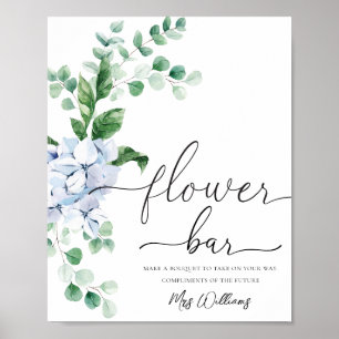 Poster Bleu Hydrangea Floral Bar Fleur Symbole Faveur