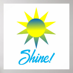 Poster Bleu jaune soleil brillant