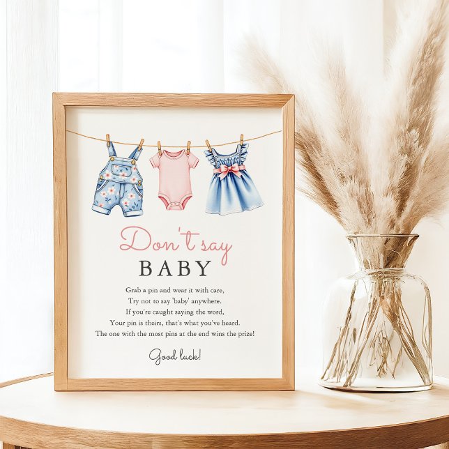 Poster Bleu Jean ne pas dire Baby shower Jeu Signe (Créateur téléchargé)