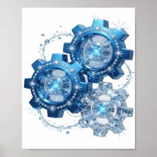 Poster Bleu ludique BLUE GEAR