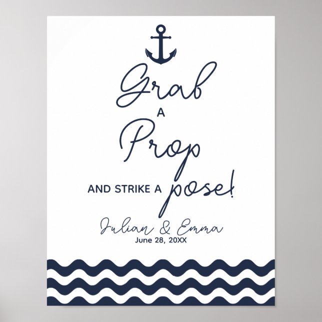Poster Bleu marine nautique Attrapez une frappe d'appui I (Devant)