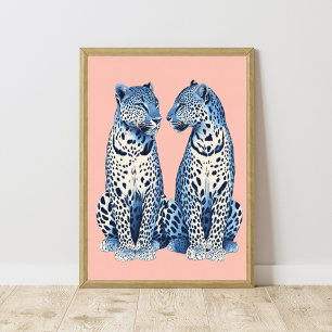 Poster Bleu marine rose guépard léopard prépa fille dorto