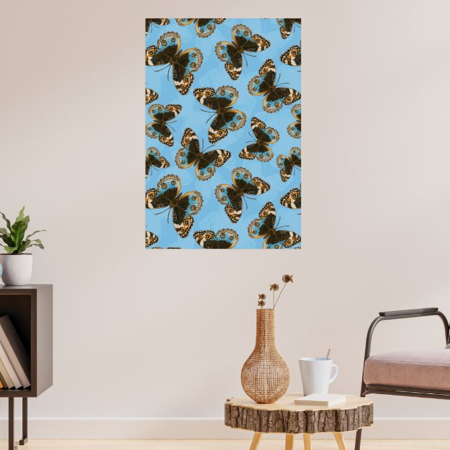 Poster Bleu motif papillon Pansy (Salon 3)