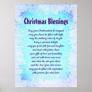 Poster Bleu Noël Bénédiction design gel