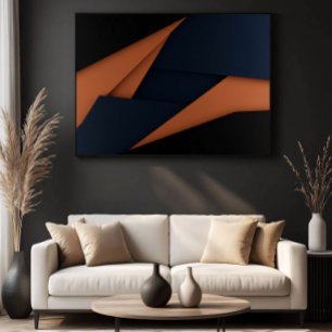Poster Bleu Nuit et Géométrique Cuivre Moderne