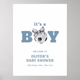 Poster Bleu Nuit Mignon Arc-en-ciel Garçon Baby Shower Bi