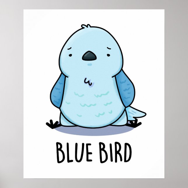 Poster Bleu Oiseau amusant jeu animal (Devant)