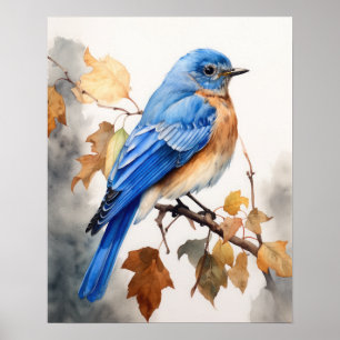 Poster Bleu Oiseau Art Imprimer l'affiche