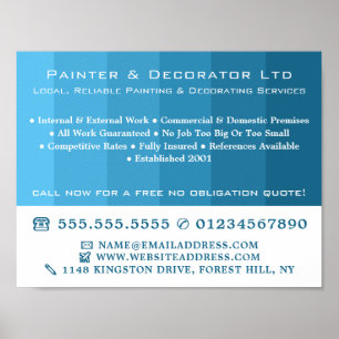 Poster Bleu Ombre Stripes, Peintre & Décorateur