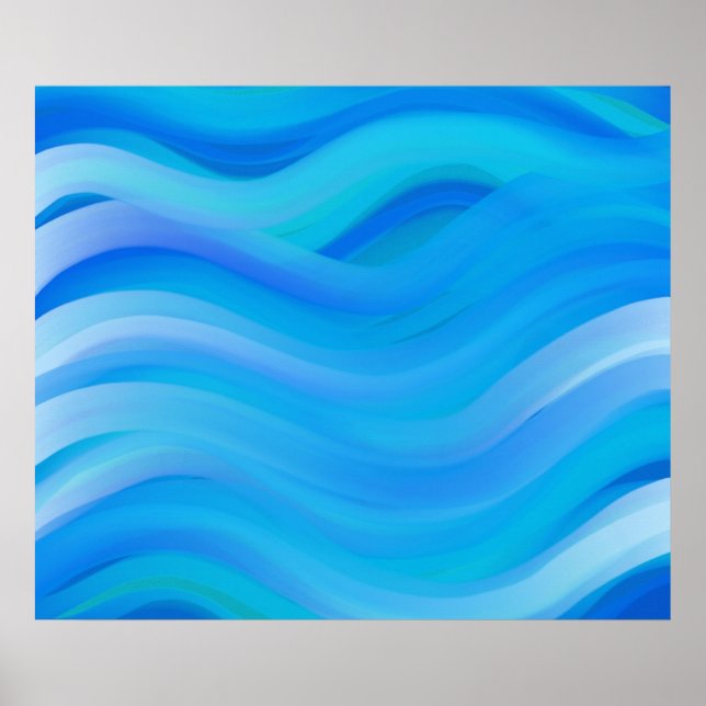 Poster Bleu ondulé (Devant)