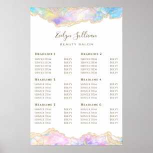Poster Bleu Opal Design Liste des prix