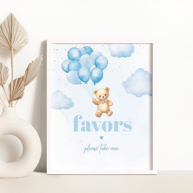 Poster Bleu ours en peluche garçon douche Signal favori (Créateur téléchargé)
