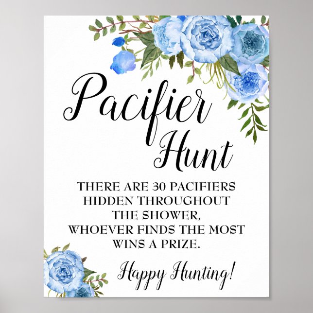 Poster Bleu Pacifique chasse Baby shower signe de jeu (Devant)
