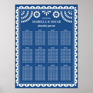 Poster Bleu Papel Picado Réception de mariage Signal de s