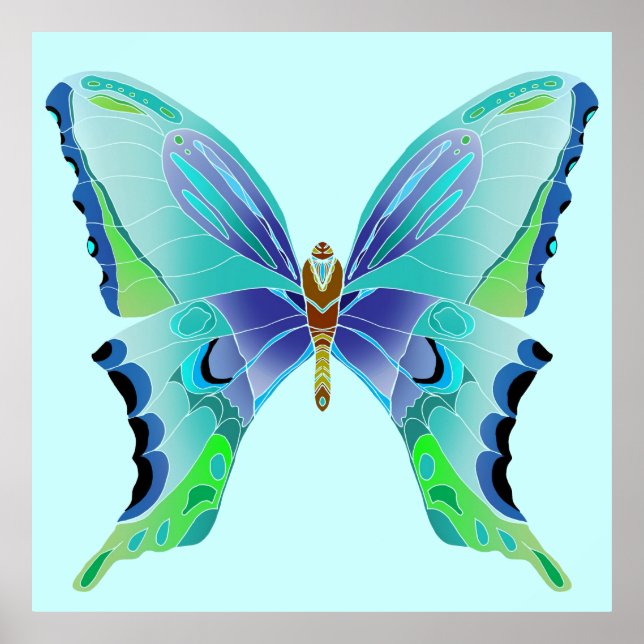 Poster Bleu papillon (Devant)