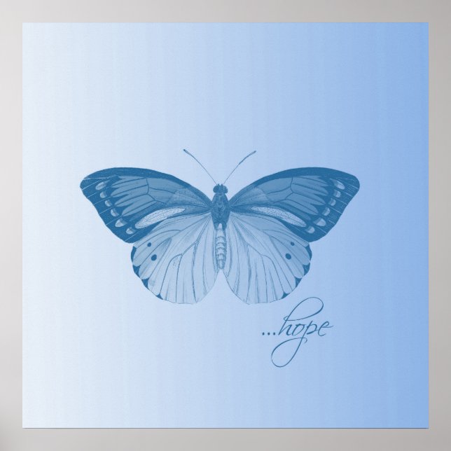 Poster Bleu papillon Hope (Devant)