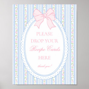 Poster Bleu Pastel Vintage Floral Élégant Partagez une Re