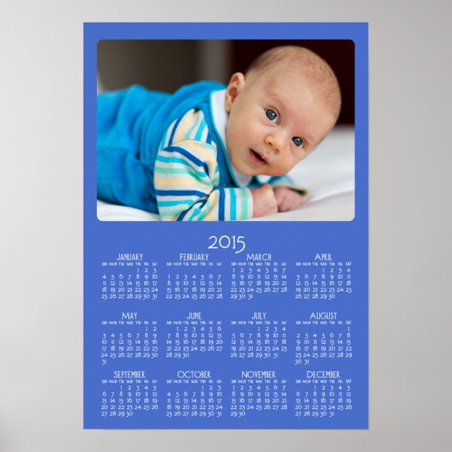 Poster bleu personnalisé Calendrier annuel 2015 (Devant)