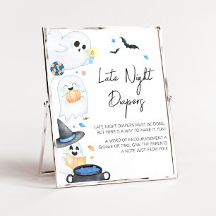 Poster Bleu Petit Boo Halloween Late Night Diapos