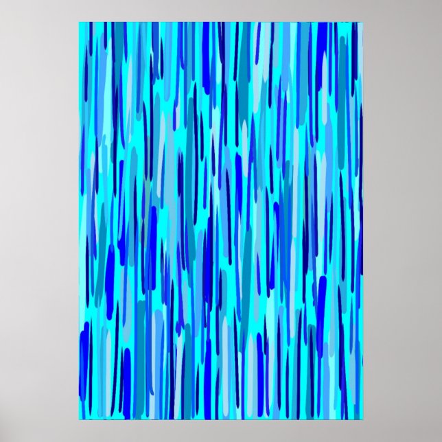 Poster Bleu pluie gouttes Abstraites (Devant)