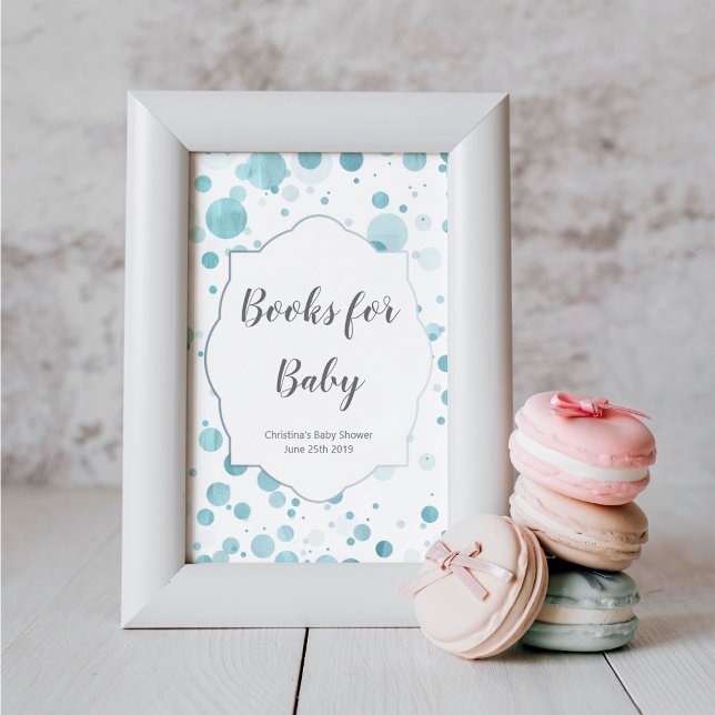 Poster Bleu Pois signe de Baby shower, Livres pour bébé (Créateur téléchargé)