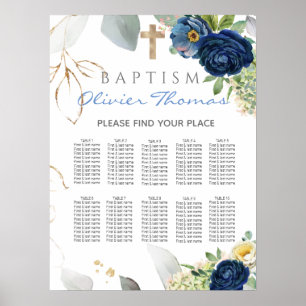 Poster Bleu Rose Boy Baptism Seating Chart