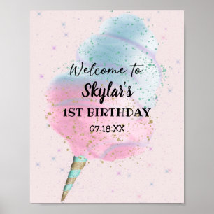 Poster Bleu rose Coton Bonbon BronzeParties scintillant o