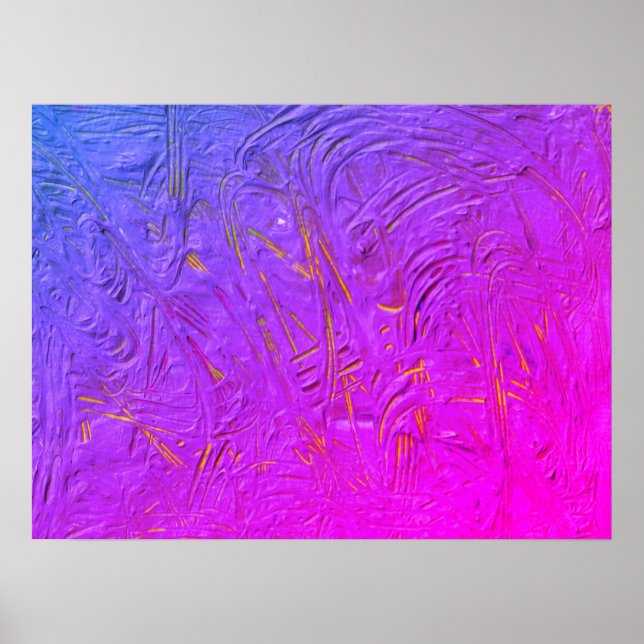 Poster Bleu rouge violet rose jaune tendance moderne Abst (Devant)
