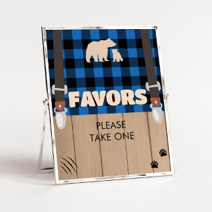 Poster Bleu Rustique Plaid Baby shower Lumberjack Faveurs