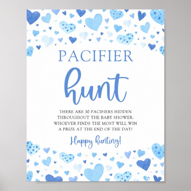 Poster Bleu Saint-Valentin Baby shower Pacifier Signe de  (Devant)