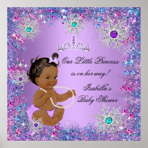 Poster Bleu sarcelle Violet Rose Princesse Fête de naissa