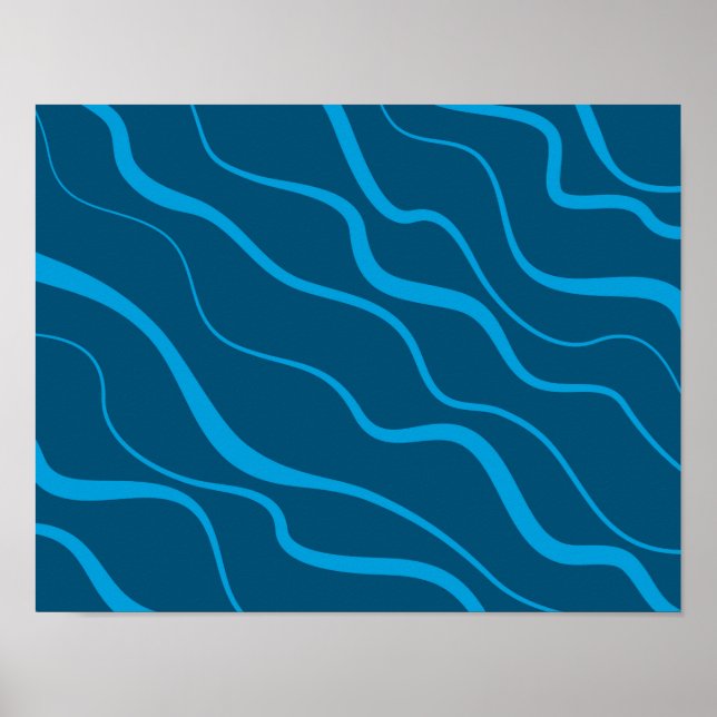 Poster Bleu, simple, moderne, cool vague abstraction (Devant)