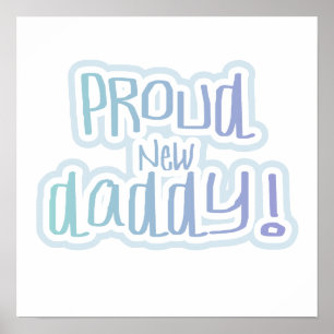 Poster Bleu Texte Fier Nouveau Daddy Cadeaux