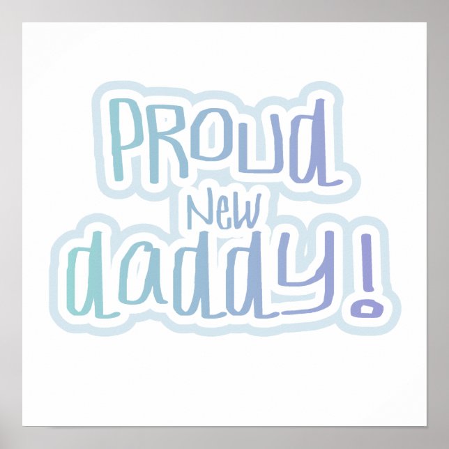 Poster Bleu Texte Fier Nouveau Daddy Cadeaux (Devant)