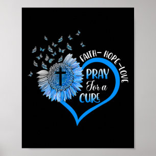 Poster Bleu Type Un Diabète Papillon de coeur du diabète 