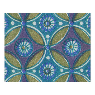 Poster Bleu vert Rustique Boho Motif circulaire géométriq