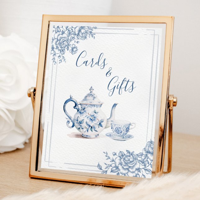 Poster Bleu Victorian Garden Cartes de thé et cadeaux (Créateur téléchargé)